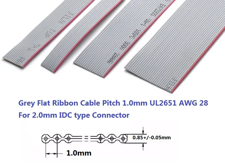 1 м 0 мм Шаг 10 Pin 12 14 16 20 26 30 34 40 50 60 64 жильный плоский кабель UL2651 AWG 28 для разъема типа