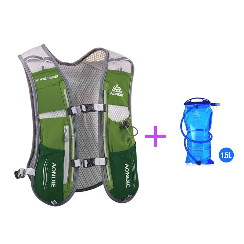 Army green with Bag AONIJIE Сумка для бега Кемпинг гидратации рюкзак Велоспорт Бег восхождение пеший Туризм жилет пакет 1.5L воды мешок или 600 мл бутылки - Цвет: Army green with Bag