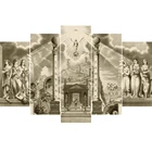 Модульная картина для гостиной, HD Печать на холсте, 5 панелей, черно-белая картина-масон, домашний декор, плакат, Настенная картина, рамка