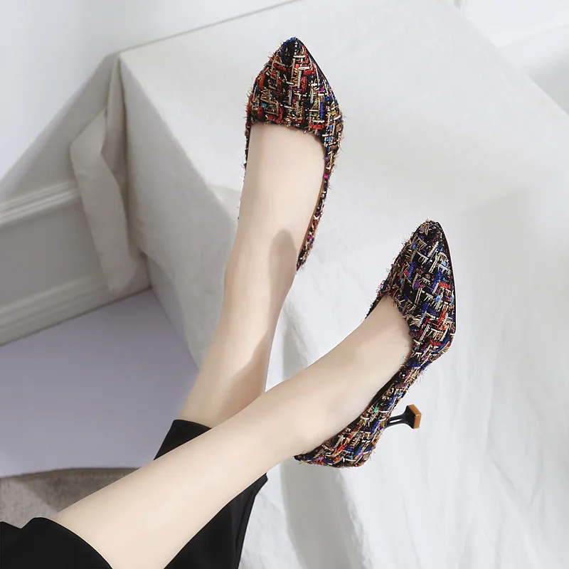 Women Pumps Stilettos Middle Heels For Office Shoe European American Style 2022 Pointed Shallow Ladies Pump Shoes | Обувь