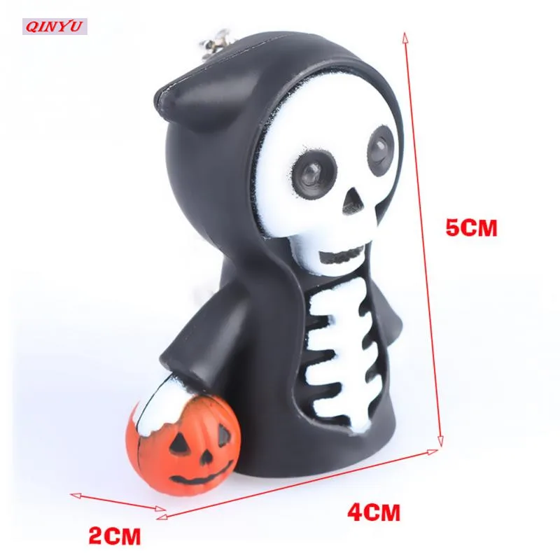 1 шт. страшный звук светодиодный брелок Grim Reaper Хэллоуин фонарик шар тыквенный мяч