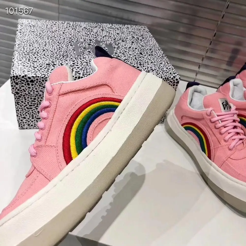 Повседневная парусиновая обувь Женские кроссовки на платформе Радужная zapatos de