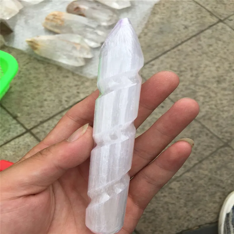 

Natural crystal mineral, gypsum spiral coarse crystal rod, nitrite crystal