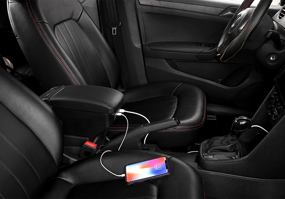Для hyundai Accent RB Solaris 2012- подлокотник двойной слой вращающийся из искусственной кожи центральный магазин содержимое коробка с USB