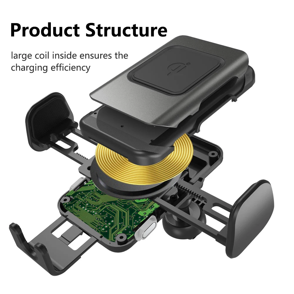 Умное беспроводное автомобильное зарядное устройство 10 Вт Qi Быстрая зарядка