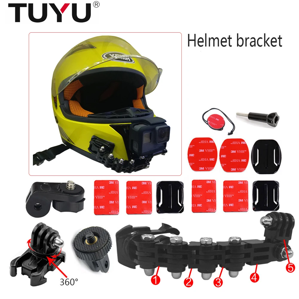 Аксессуары для Gopro TUYU 4 ходовой поворотный кронштейн шлема Hero 5 6 millet YI 4K SJCAM SJ4000 EKEN H9