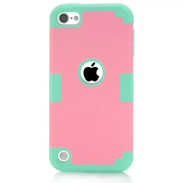 Pink Mint Чехол для iPod Touch 7/Touch 6th/5th поколения, ударопрочный силиконовый резиновый бампер+ жесткий гибридный защитный чехол - Цвет: Pink Mint