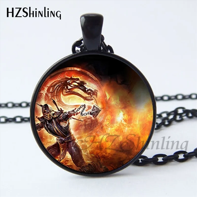 Новое поступление, ожерелье Mortal Kombat, ручная работа, стеклянный купол, Скорпион, Sub Zero, подвеска, ювелирное изделие, стимпанк, ожерелье, HZ1