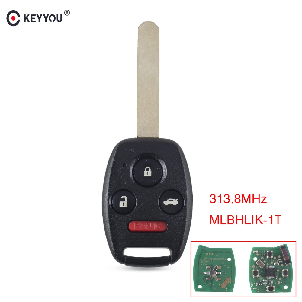 KEYYOU 313 8 МГц 3 + 1 кнопки бесключевого дистанционного автомобиля брелок для Honda Accord