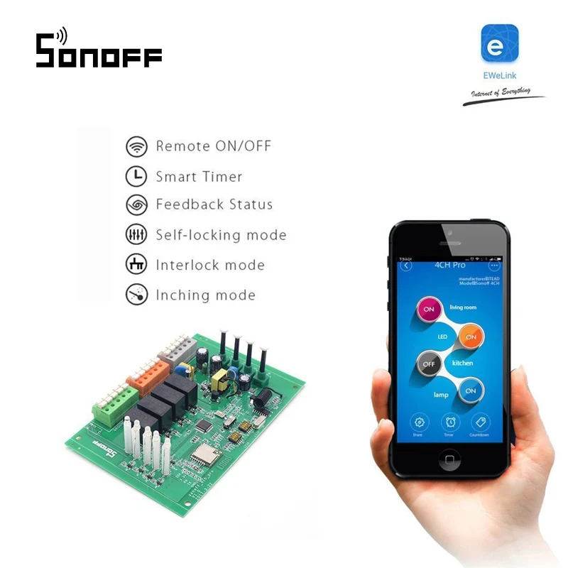 Sonoff 4CH Pro R2 умный дом RF 433 МГц Wifi светильник переключатель 4 банды