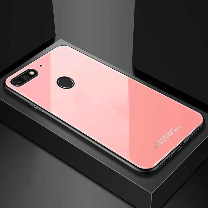 Pink Роскошные закаленное Стекло Крышка для huawei Y5 Y6 Y7 Prime Y9 Коврики 20 10 Lite Honor фотоаппаратов моментальной печати 7S 7C 7A Pro 8A 8X 10i 9X9 10 Lite P20 чехол - Цвет: Pink