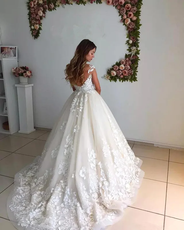Элегантное кружевное свадебное платье Vestidos de novia 2021 простое ТРАПЕЦИЕВИДНОЕ с v