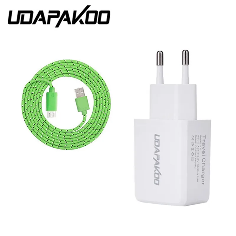 5v 2a EU зарядное устройство адаптер и 2m нейлон микро usb кабель для Samsung Galaxy xiaomi redmi 3 4a