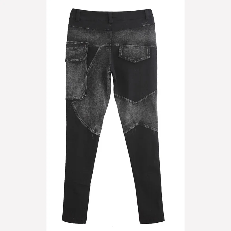 Модные новые зимние весенние джинсовые облегающие черные брюки женские с