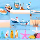 Морской искусственный смоляные лодки пляжный ракушка микро Сказочный садовый Декор домашний орнамент миниатюрныйсуккулент Фигурка DIY Ocean Kits