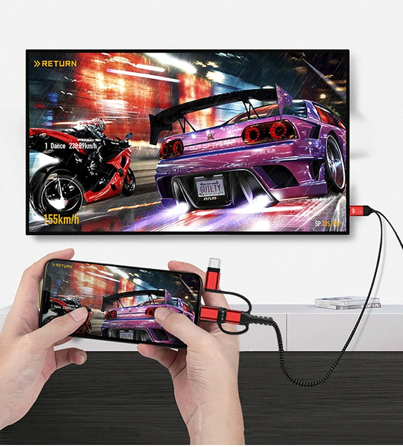 2K HDTV видео адаптер HDMI кабель дисплей ссылка для iPhone X XS MAX XR Huawei Samsung S10 + iOS Type C Android