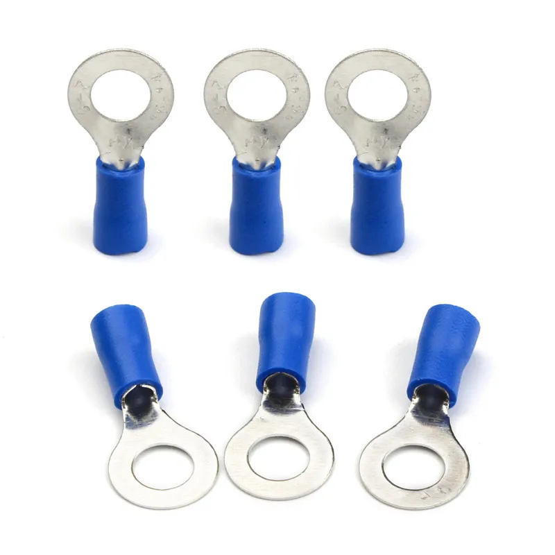 25PCS RV2-6 Blue Ring Insulated Terminals Cable Wire Connectors PVC Electrical Crimp 1/4" Suit 1.5-2.5mm Automobile | Обустройство