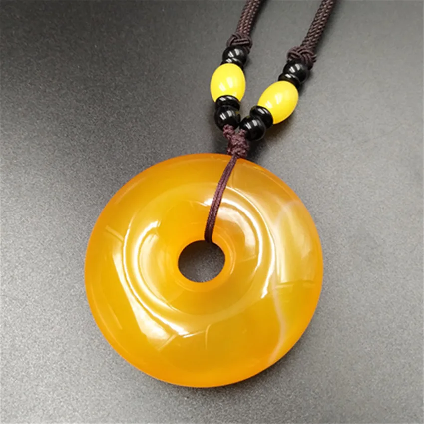 Natural Yellowstone large safety button sweater chain pendant with string men and women jewelry gifts/1 | Украшения и аксессуары
