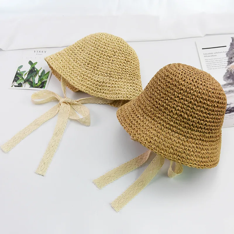 2019 Spring and summer women baby girl fisherman hat cute lace cap 1-4 years old children's sun visor straw parent-child | Детская