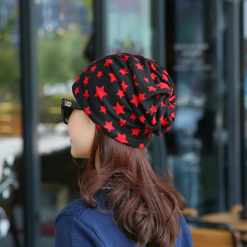 Новые осенние модные новые вязаная мешковатая Шапка-бини шляпа со звездой