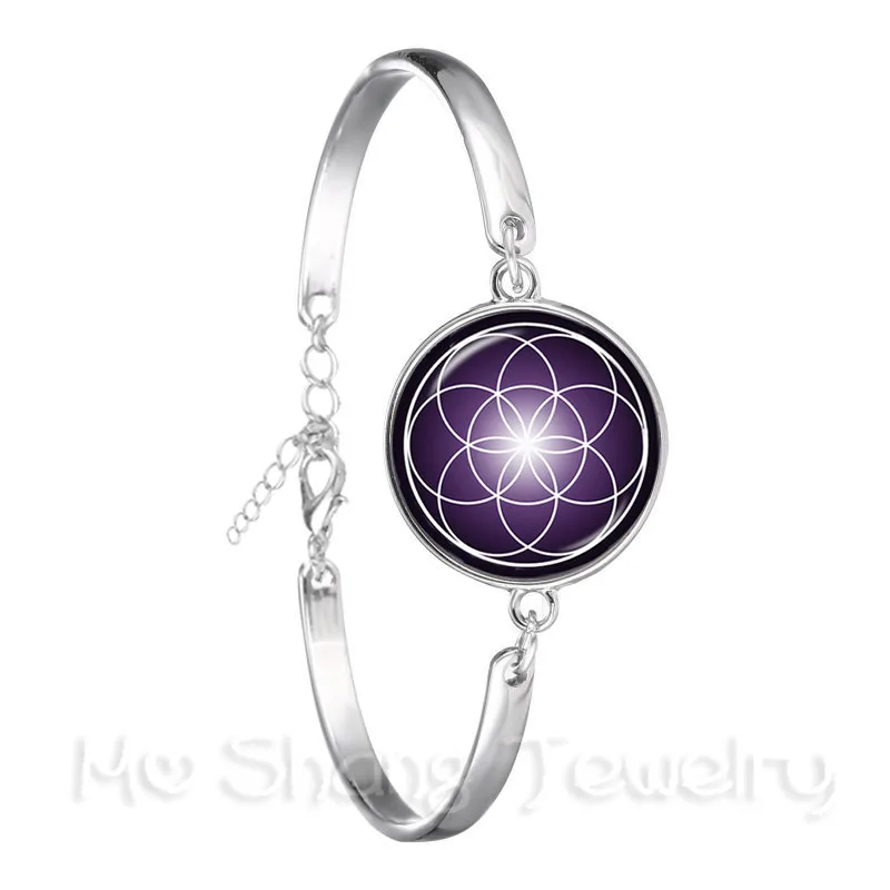 Mandara Glass Dome Bracelet Trendy Chakra Mandala Jewels Geometric Flower Gift For Family OM Yoga Chain Bangle Women | Украшения и