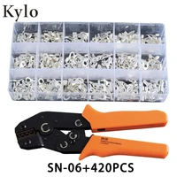 sn 06 420pcs cold pressed terminal set crimping tool with self lock dupont ratchet wire crimper pliers