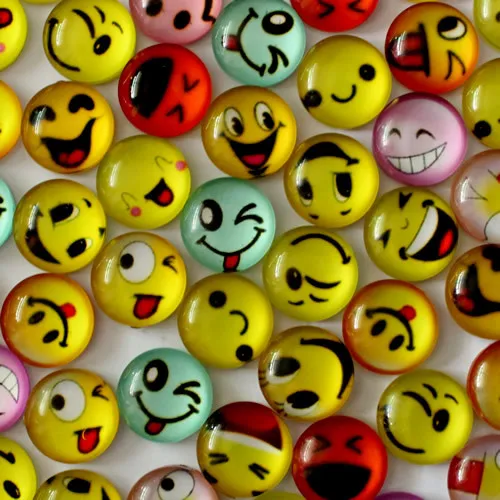 12 мм смешанный стиль круглый стеклянный кабошон с изображением смайлика купол