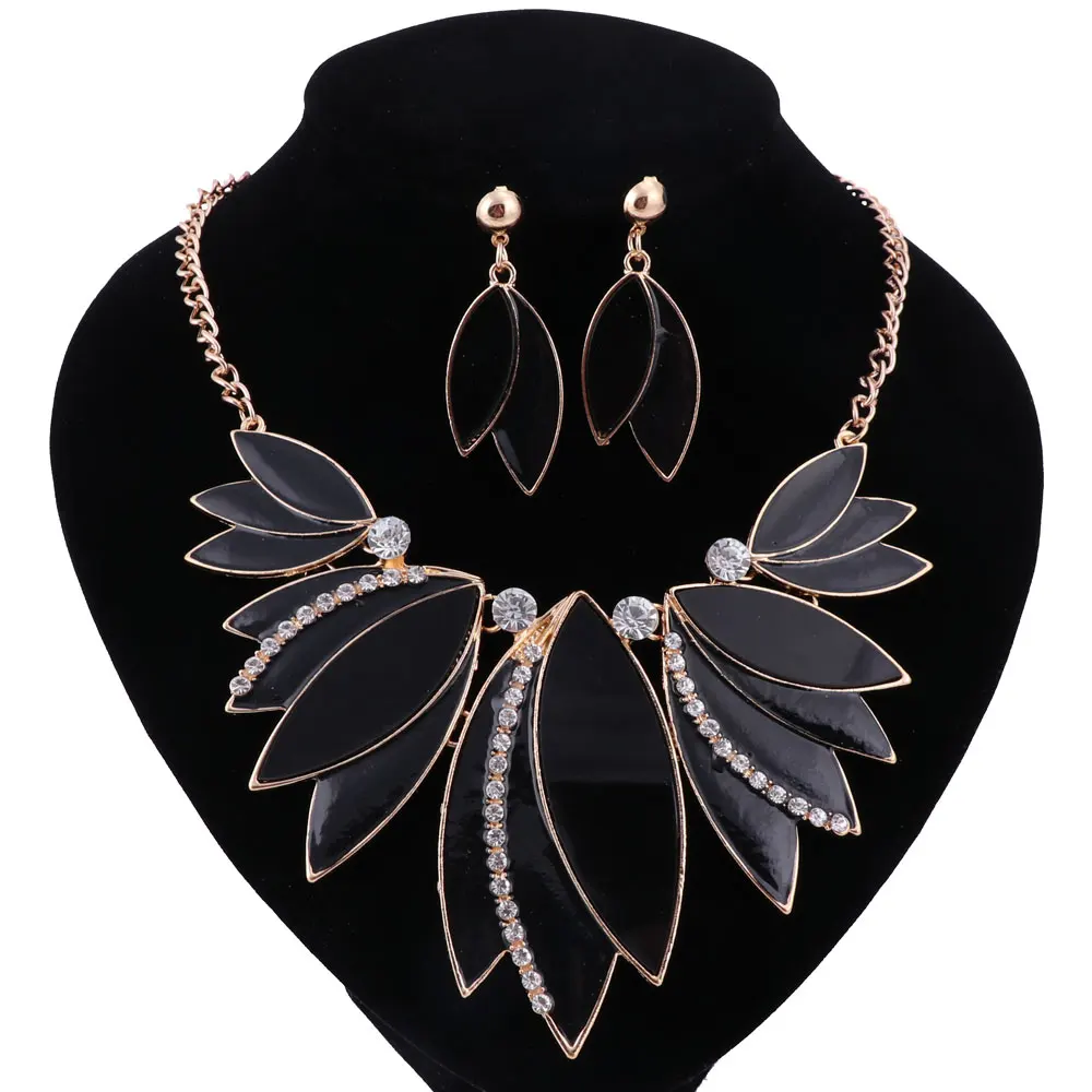 Женские вечерние комплекты ювелирных изделий в стиле бохо с золотыми листьями и
