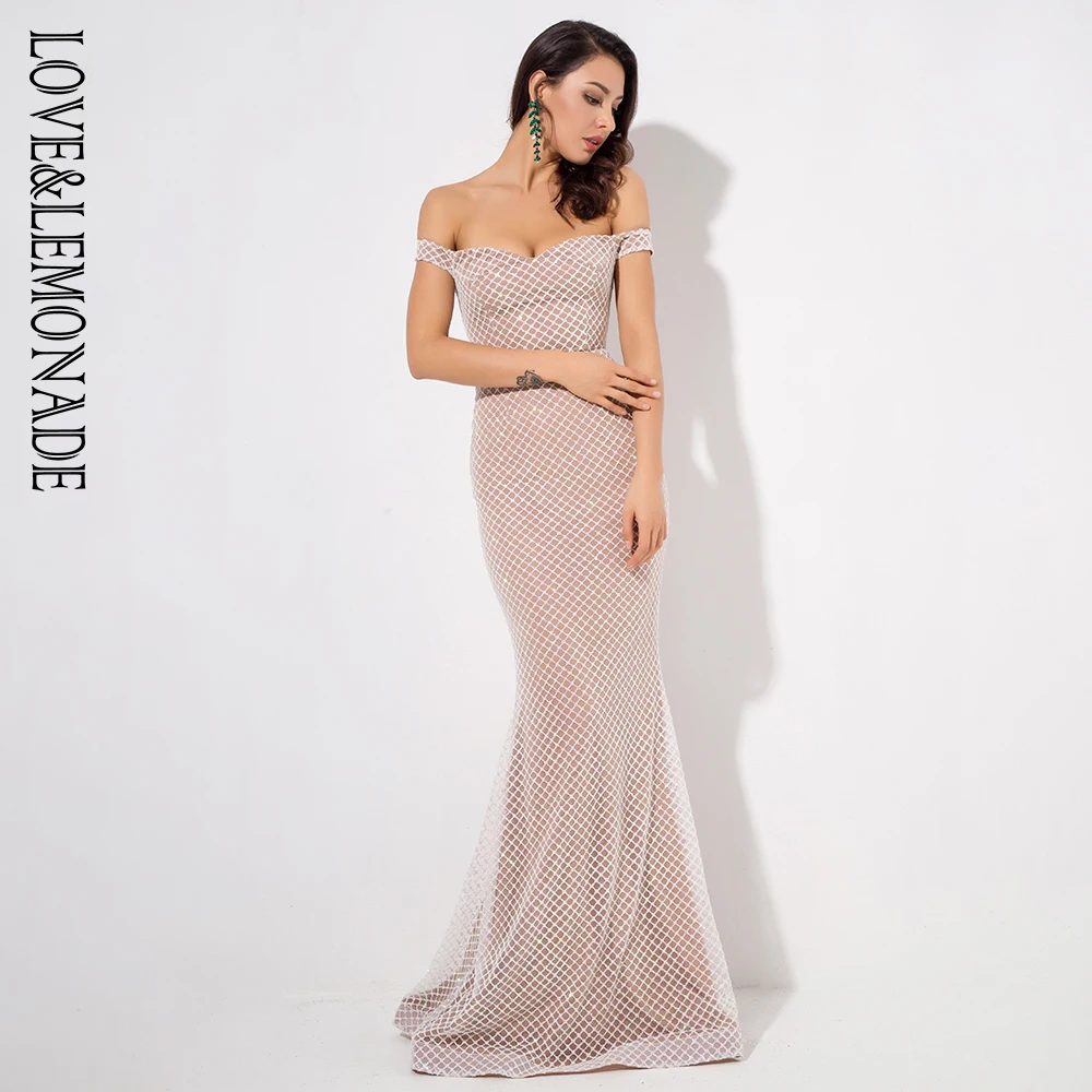 Женское длинное платье Love & Lemonade из бусин с открытой спиной LM81343 2WHITE|Женские