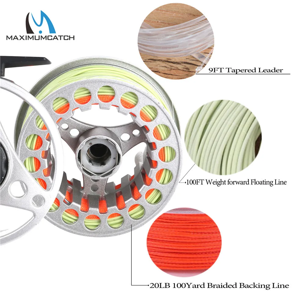 Maximumcatch Extreme 8/9FT 3-8WT средне-быстрый карбоновый Летающий стержень с графитовой катушкой и летающей линией и коробкой для снастей треугольная трубка