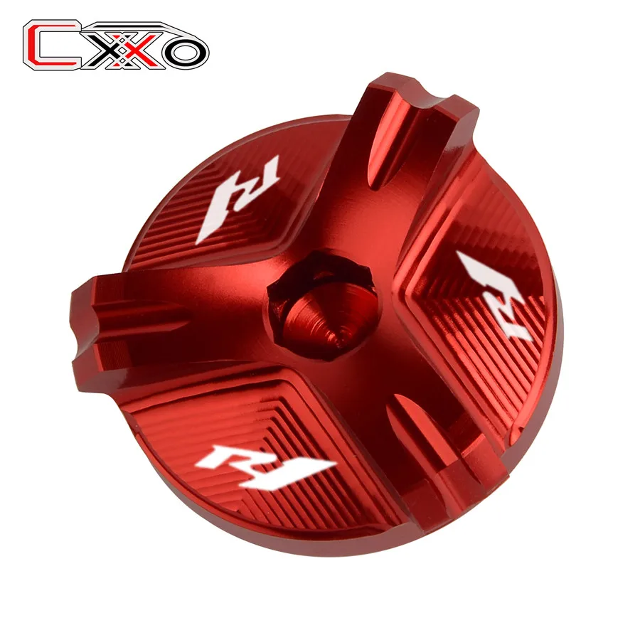 R1 logo Red Для YAMAHA YZF R1 R1M R25 R3 R6 с логотипом двигателя мотоцикла масляный фильтр Крышка Штепсельной Вилки - Цвет: R1 logo Red