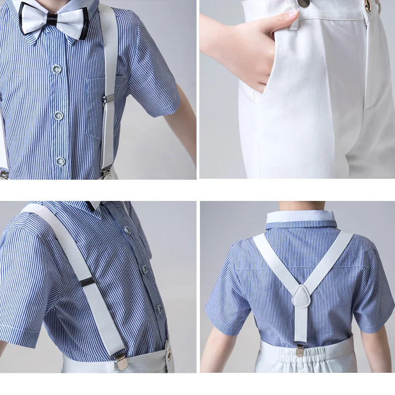 Летнее торжественное платье для мальчиков и девочек рубашка + шорты комбинезон