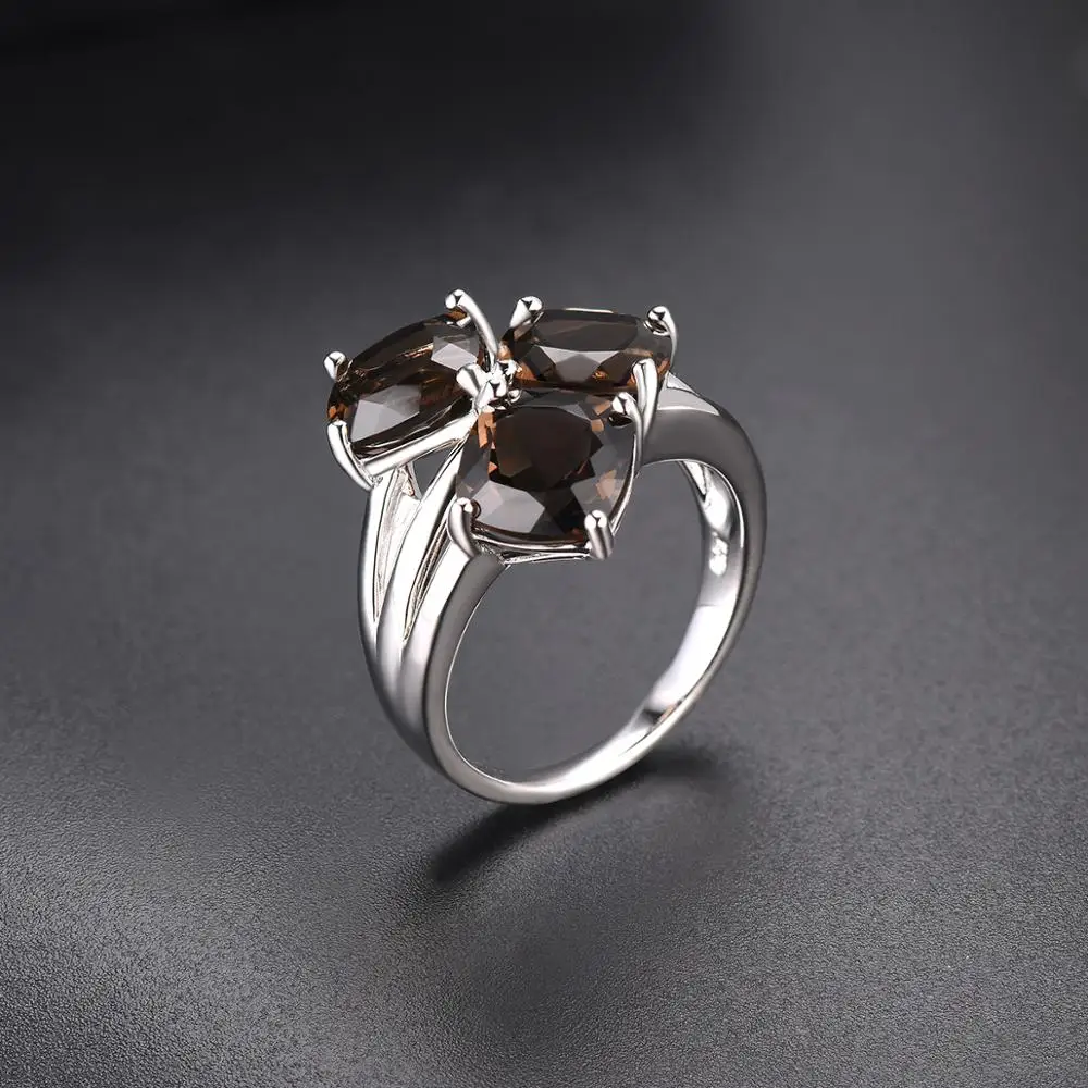 Hutang 6.39ct дымчатый кварц обручальное кольцо натуральный драгоценный камень 925 пробы серебряные кольца изящные элегантные классические ювелирные изделия для женщин Новинка