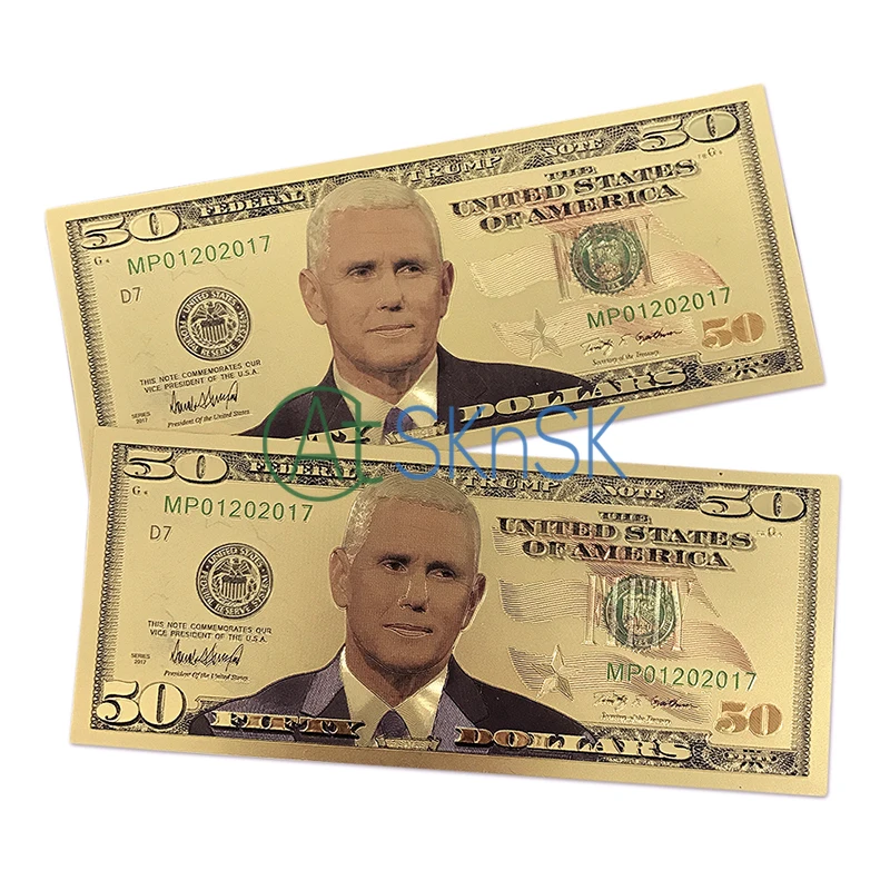 10 шт. вице президент США Майк Пенс Америка позолоченные 24 к памятные банкноты