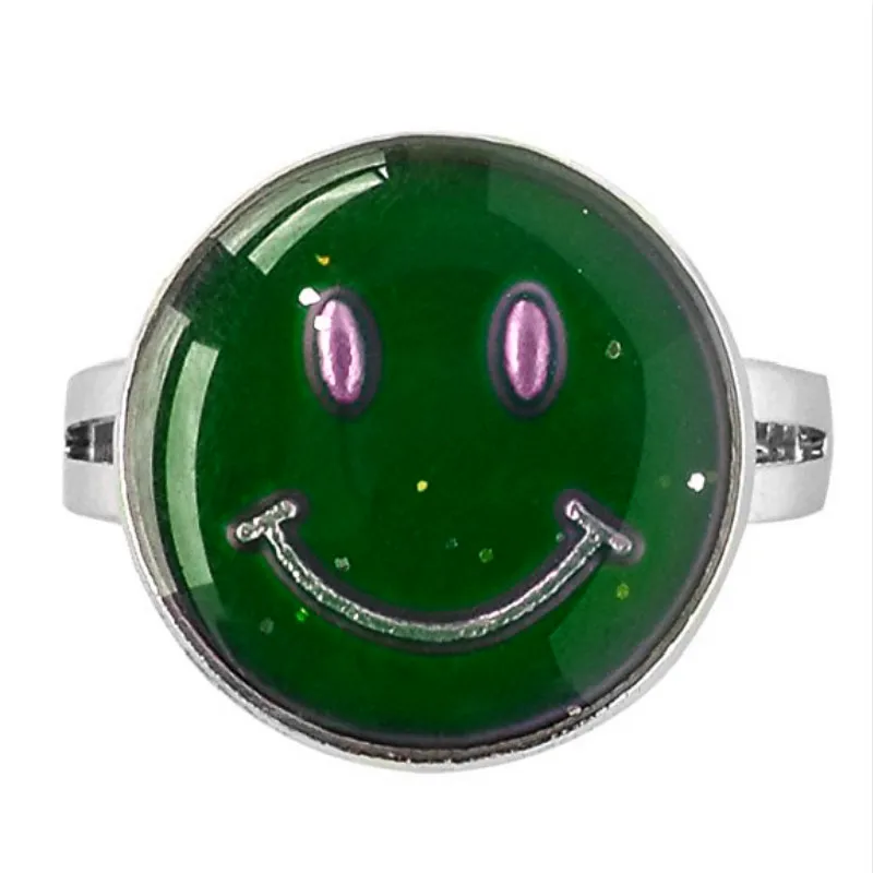 Кольцо для мужчин и женщин регулируемое круглое кольцо со смайликом изменения