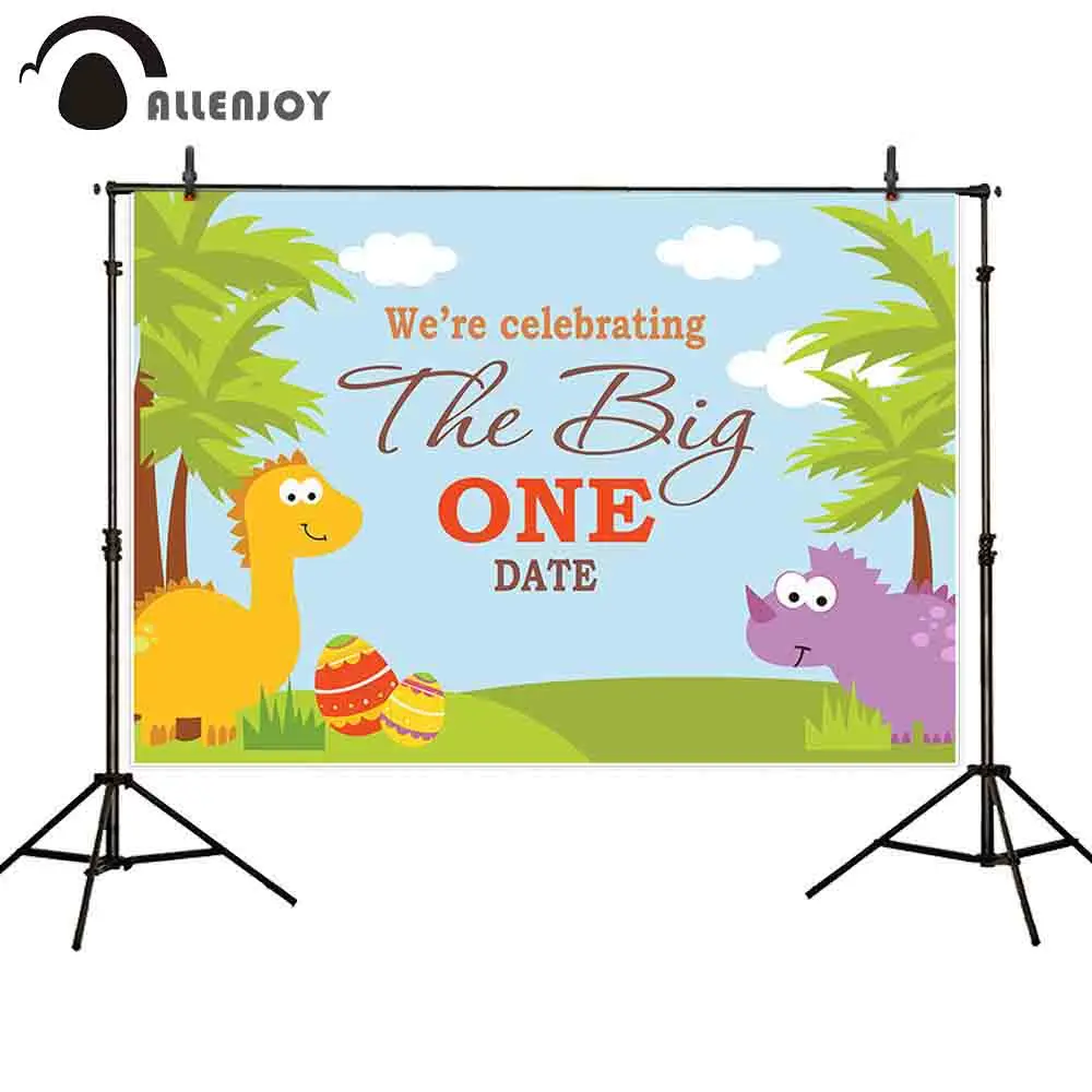 

Allenjoy wallpaper photocall cartoon tree sky clouds baby shower newborn celebretion dinosaur party background photography