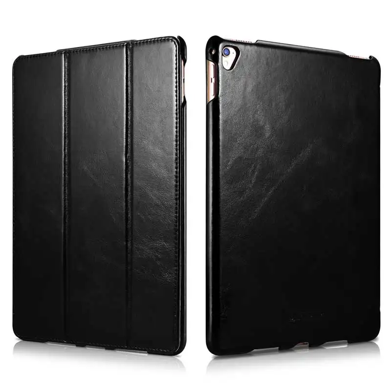 Чехол из натуральной воловьей кожи в стиле ретро для нового iPad Pro 12,9 дюйма, тонкий бизнес складной чехол-подставка для Apple iPad Pro - Цвет: Черный