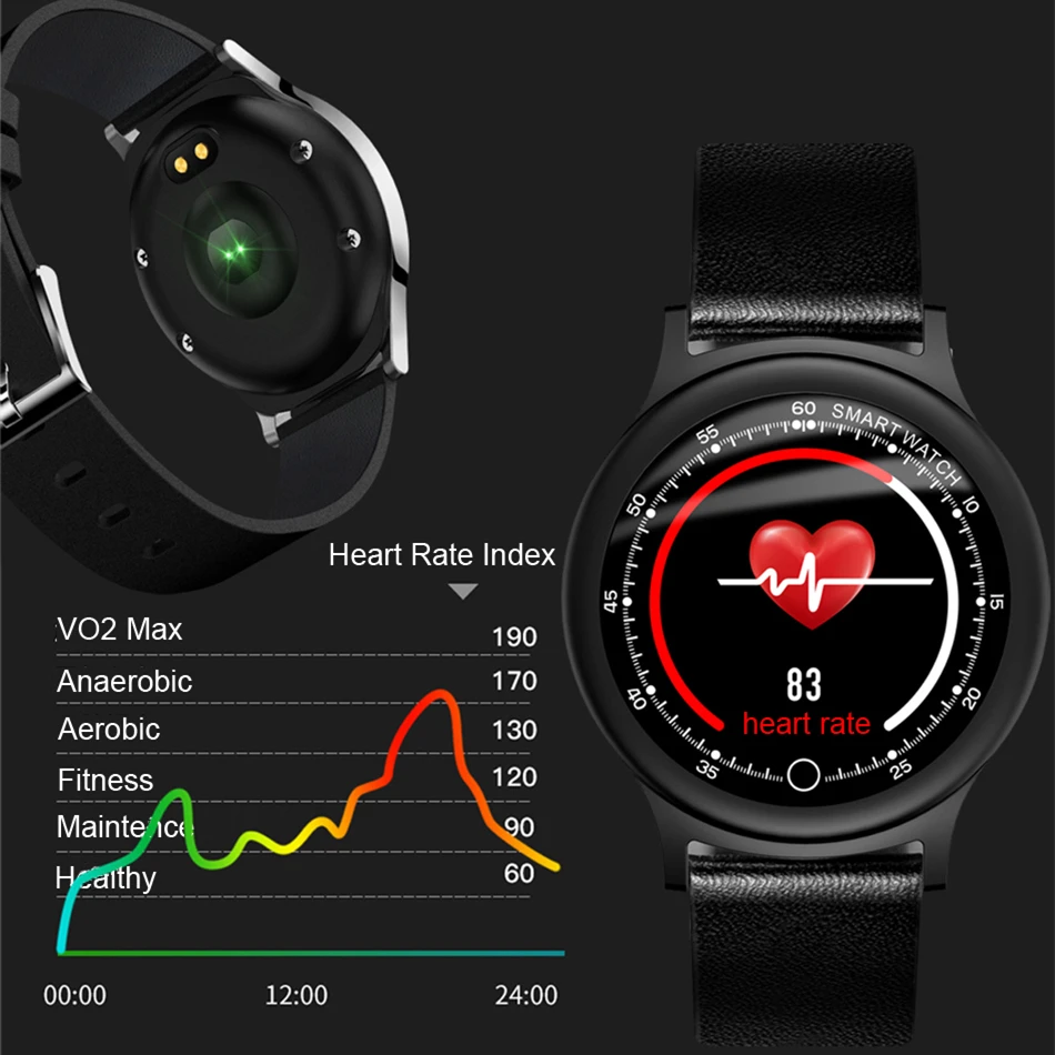 Круглый Q28 Smart Watch 1 3 дюйма TFT 240*240 Цвет Экран монитор сердечного ритма IP67 Шагомер