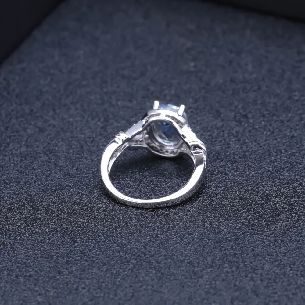 GEM'S BALLET 2.36Ct Овальный натуральный иолит Синий Мистический Кварц кольцо 925 пробы Серебряное кольцо с драгоценным камнем для женщин Свадебное ювелирное изделие