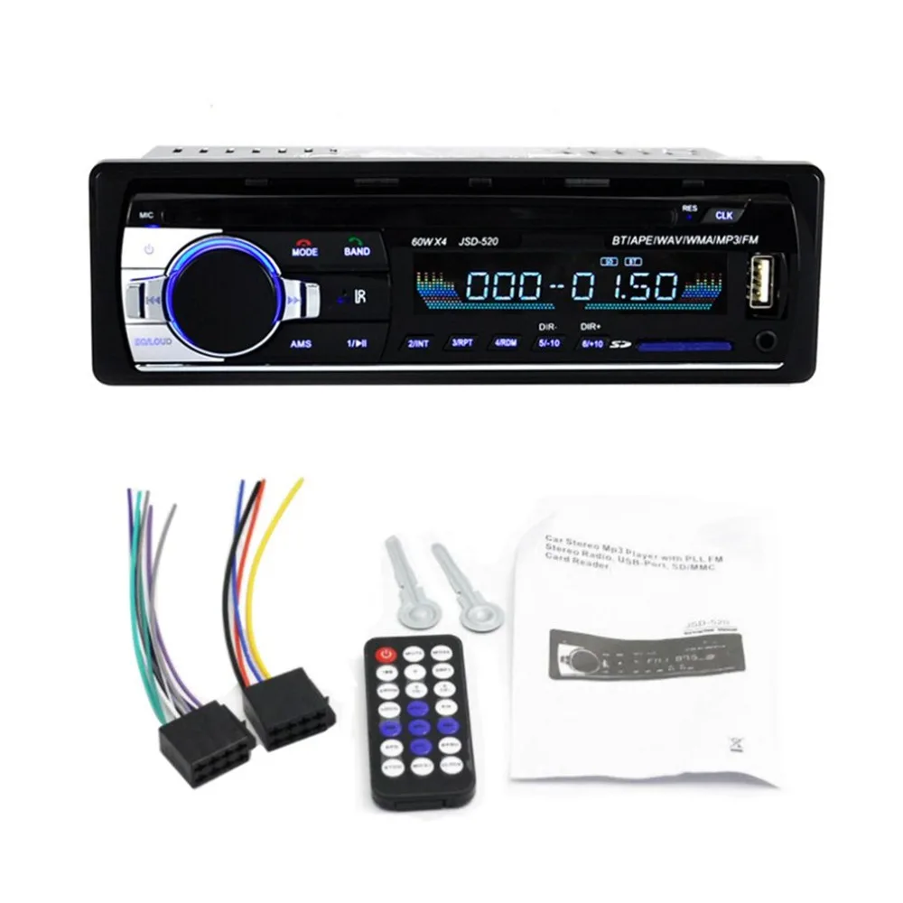 Универсальный Bluetooth автомобильный Радио Стерео FM аудио MP3 плеер USB/безопасная цифровая карта памяти/WMA/WAV In-Dash автомобильный плеер