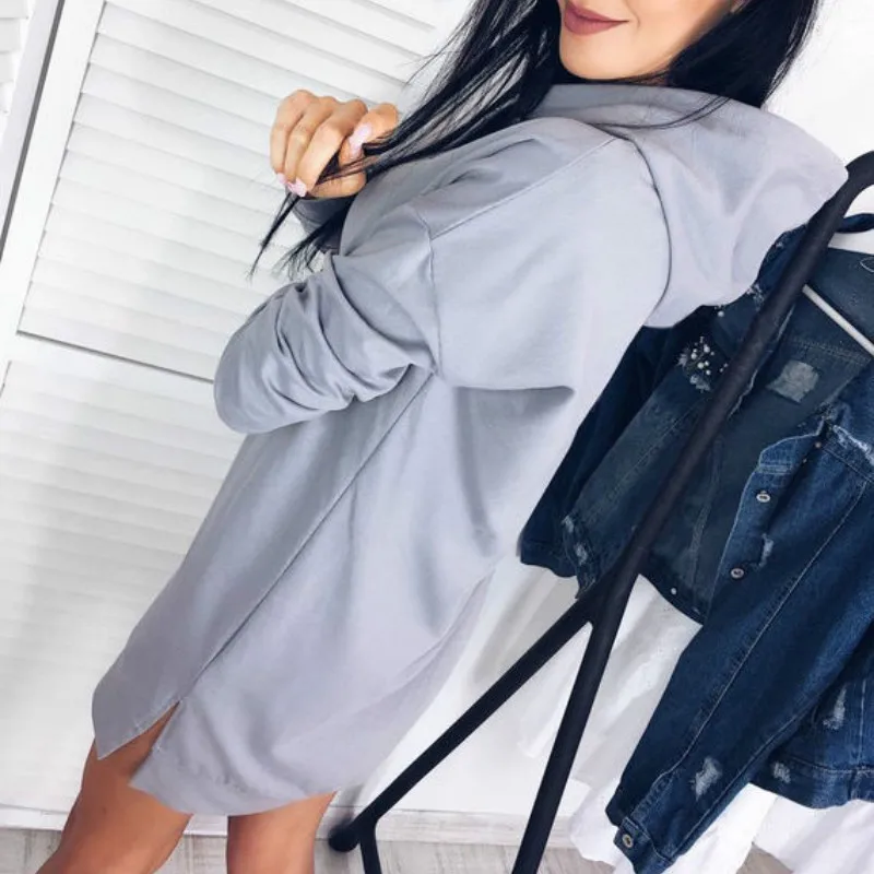 Женская Осенняя теплая толстовка длинный пуловер с капюшоном Повседневная