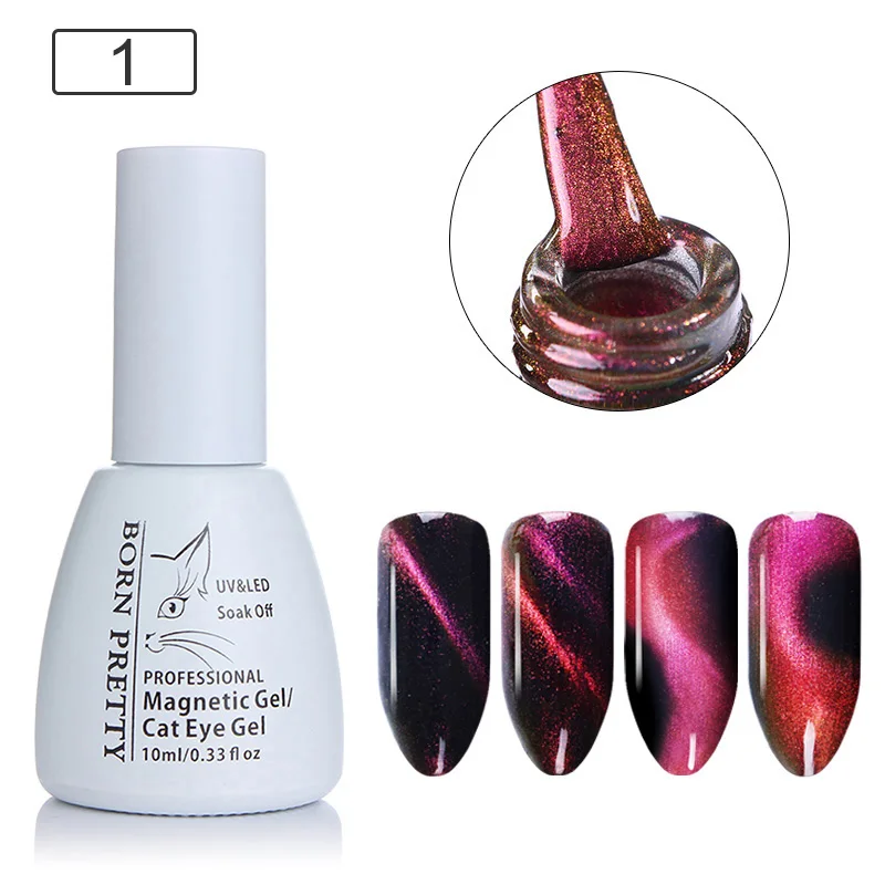 Color 1 10ml Born pretty, Хамелеон Гель-лак для ногтей с эффектом «кошачий глаз» лак 3D Магнитный Гель Soak Off UV Гель-лак с магнитной доской - Цвет: Color 1 10ml