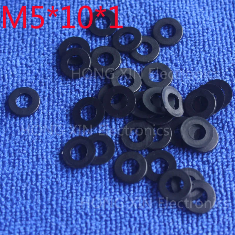 M5 * 10*1 черная 100 шт. нейлоновая шайба плоская толщиной круглая прокладка кольцо