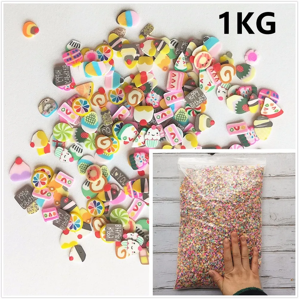 1 кг 100000 шт DIY слизи фруктовые ломтики торта цветочный наполнитель для ногтей
