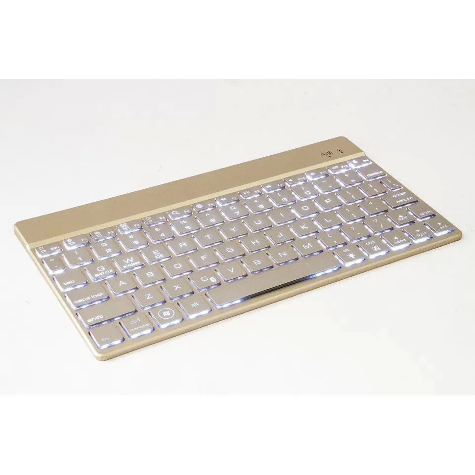 Роскошная алюминиевая Беспроводная bluetooth клавиатура с 7 цветной подсветкой для