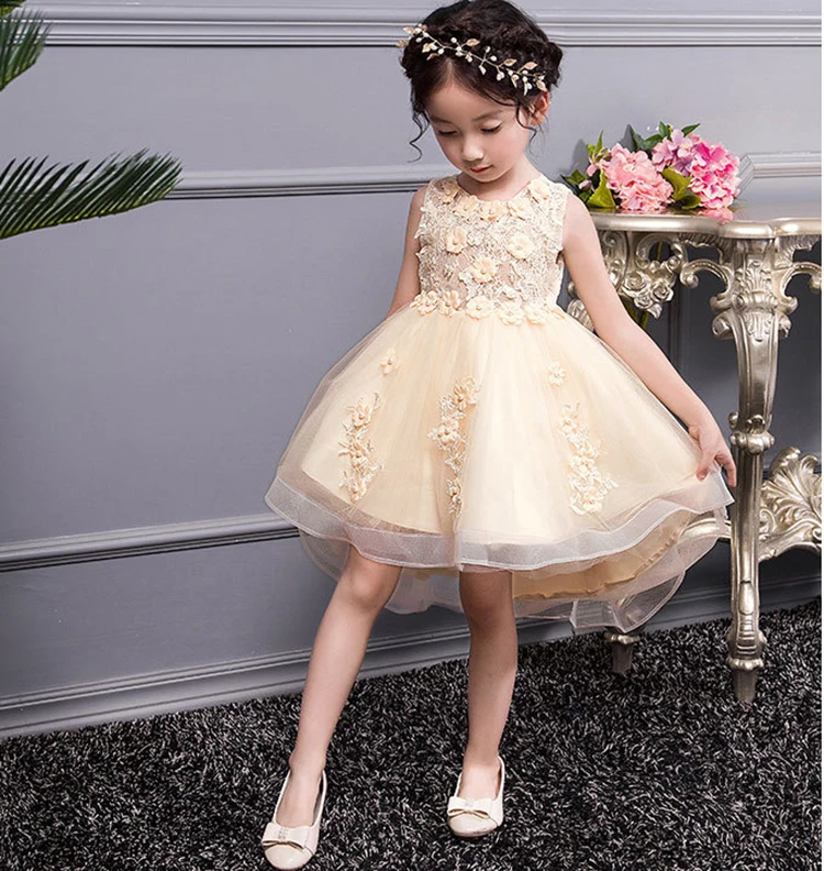 CAILENI Girls Wedding Dress Kids Mermaid Dresses Applique Flower Children Birthday Frocks Baby Party Costume for Girl | Детская одежда