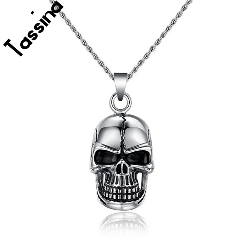 Массивное винтажное ожерелье с черепом из титановой стали ювелирное изделие для
