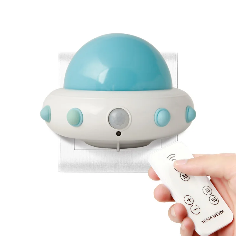 Bule remote control Ночной светильник инопланетянин НЛО с пультом дистанционного управления синхронизация диммирования светодиодный светильник для человеческого тела детский прикроватный ночной Светильник - Испускаемый цвет: Bule remote control