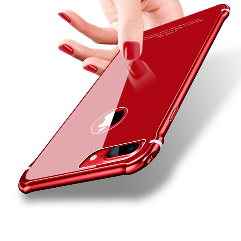 Leanonus New Case For iPhone 8 8Plus Luxury Aluminum Bumper+ Back Tempered Glass Armor Casing Cover for Plus 7Plus |