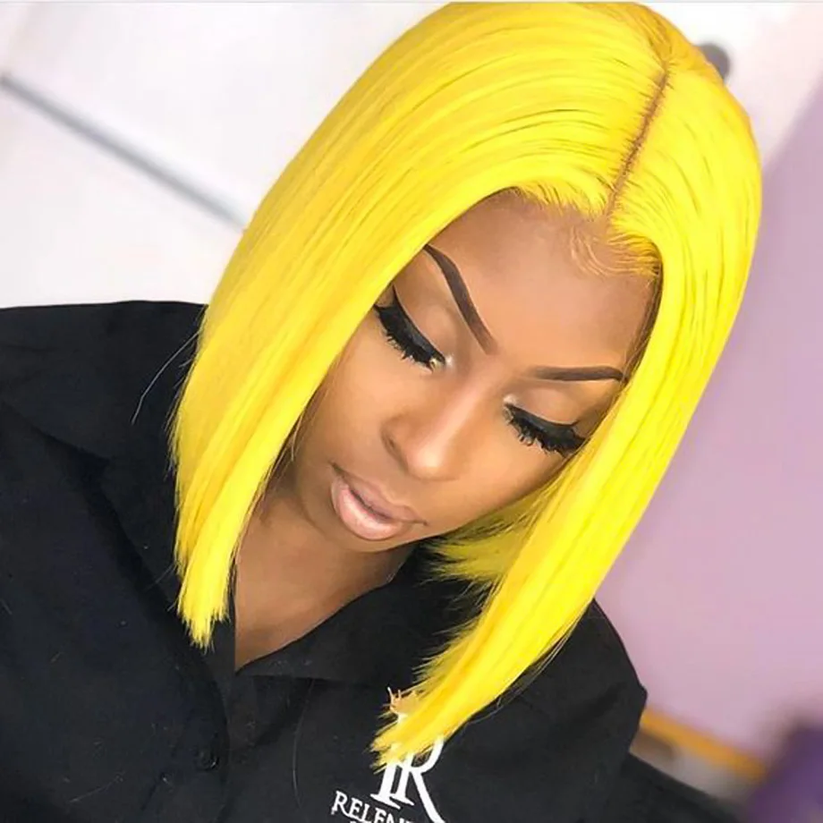 Maxglam Lace Front Human Hair Wigs Blonde 613 Short Bob Pink Blue Multiple Colors remy hair For Black Women Free Shipping 13x4 | Шиньоны и